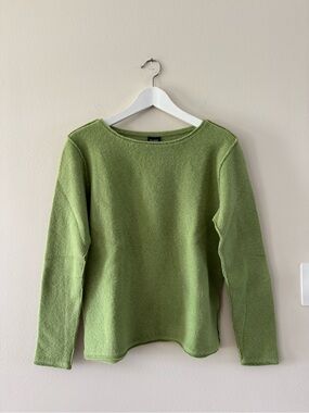 Eileen Fisher: Light Green Wool Crewneck Sweater